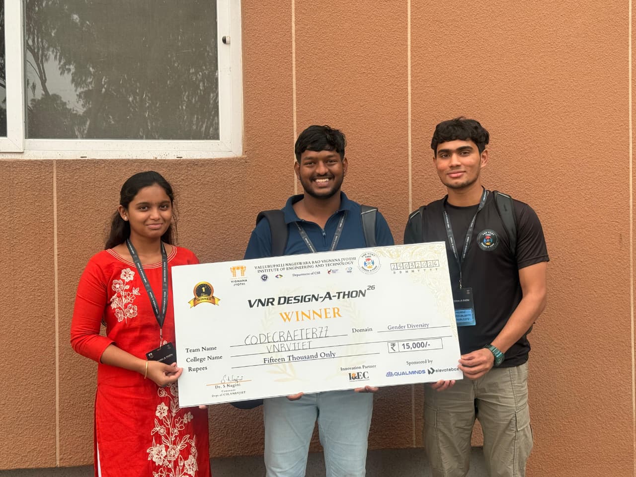 1st place winner VNRVJIET Designathon 2026, gender diversity track